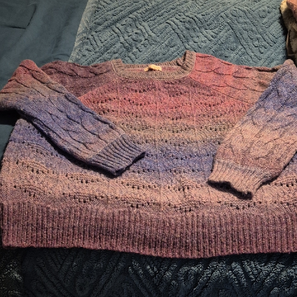 Knox Rose Mixed Knit Sweater Sz L EUC
